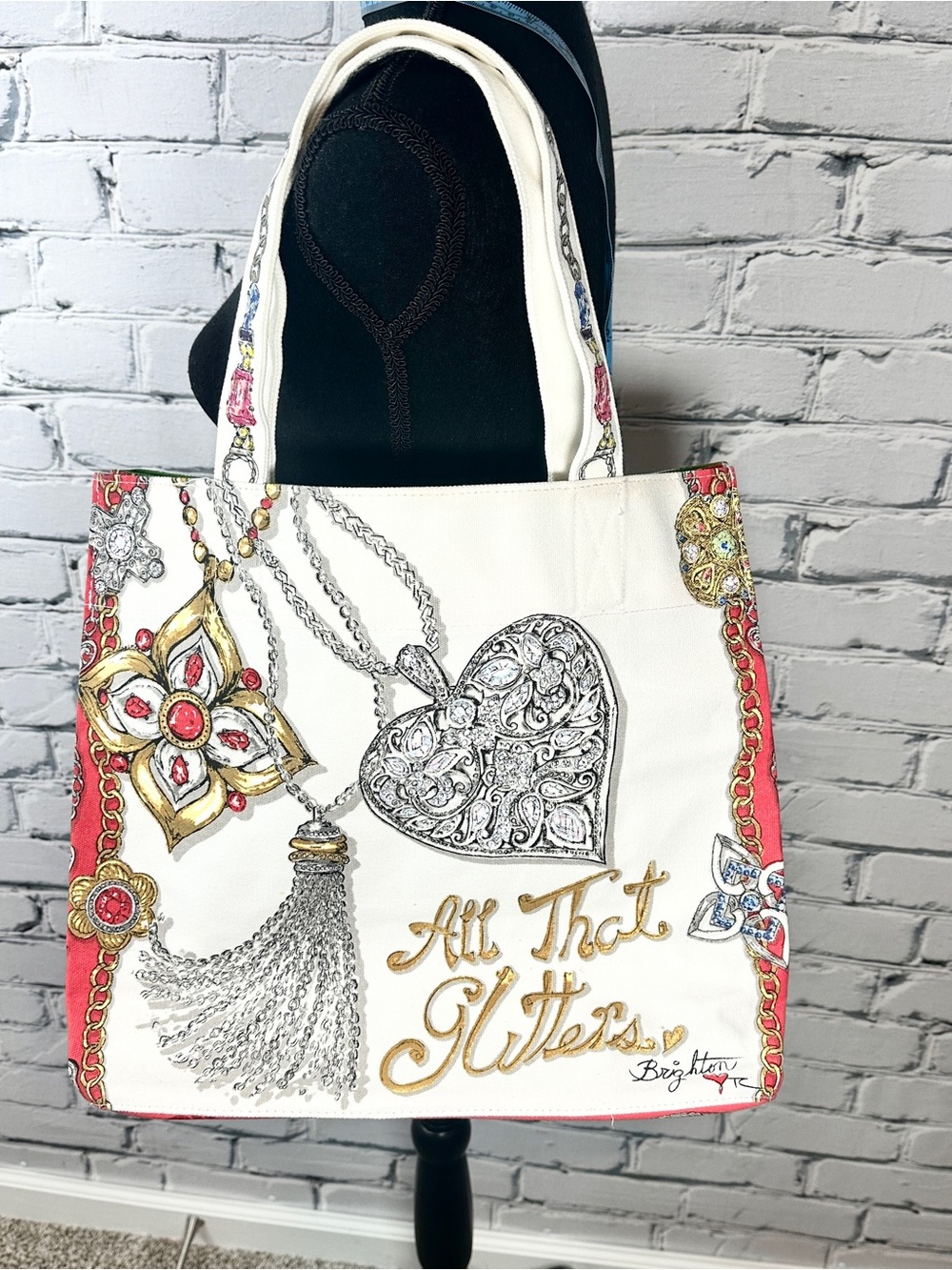Brighton ALL THAT GLITTERS Canvas Tote Bag Merry & Bright Holiday Christmas